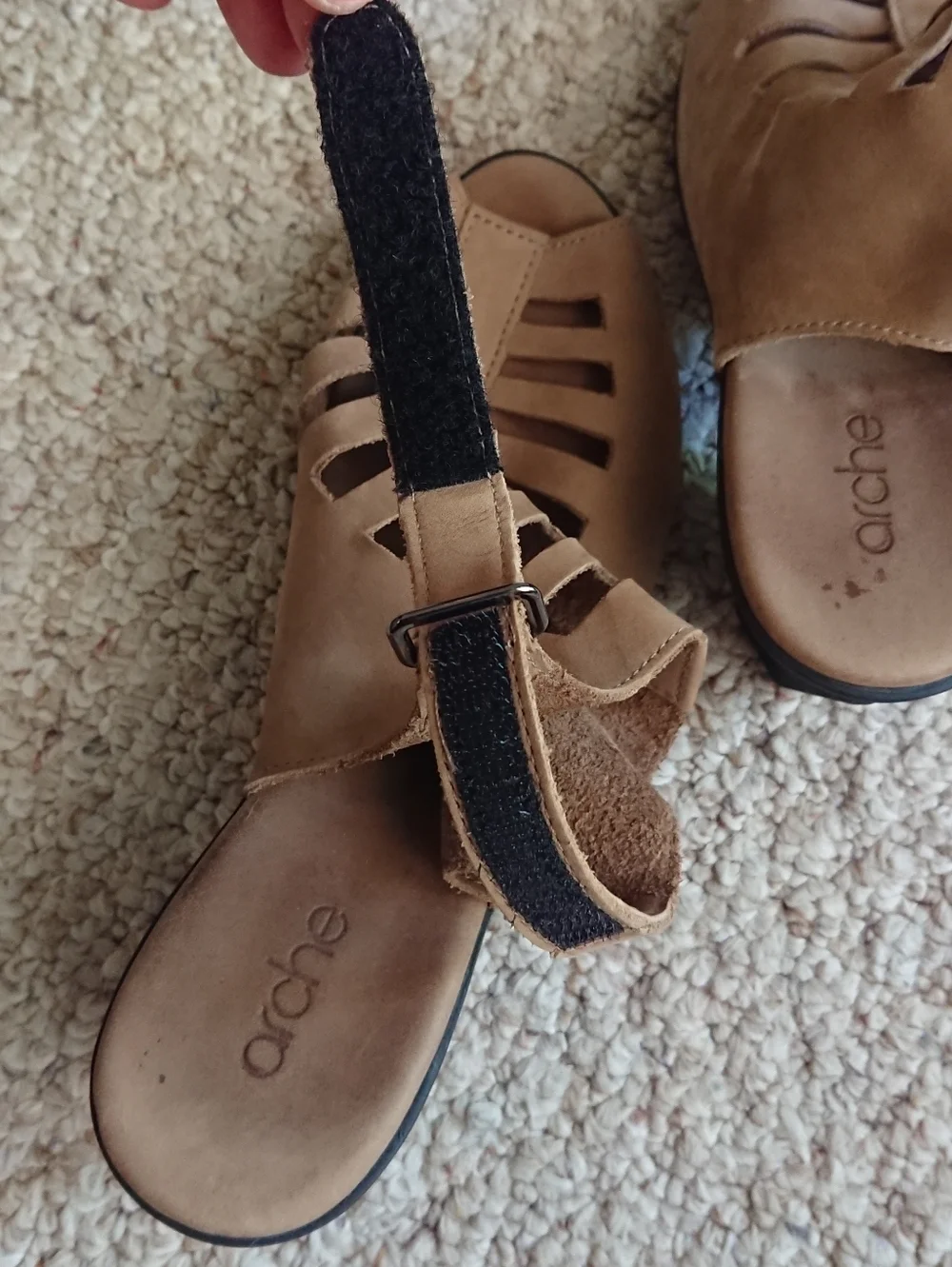 Arche Enexor Cutout Slingback brown suede leather Mid-Heel Sandals size 7.5